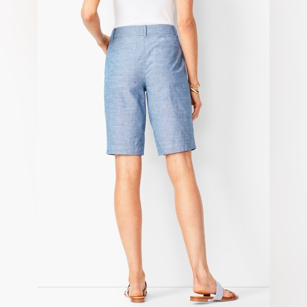 100% Cotton Blue Shorts Talbots Size 12 Preppy Travel Lightweight Summer Beach - Picture 2 of 12